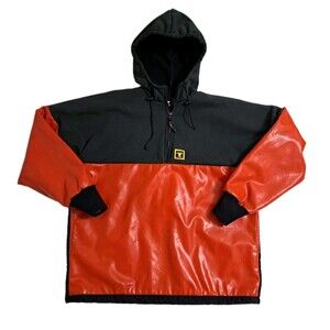 Guy Cotten Yukon Pullover Jacket Tongass Mens Small Orange Black Fishing Hooded